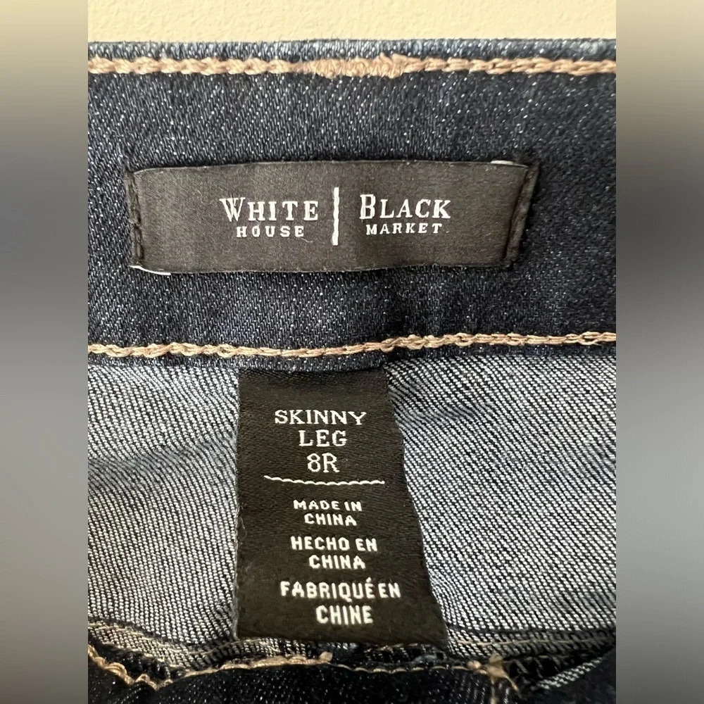 White House Black Market skinny leg size 8 distressed mid rise stretchy WHBM - Picture 4 of 7